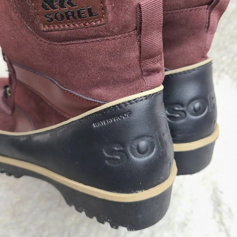 Sorel Tivoli ll Waterproof Suede Fleece Lined  Burgundy Suede Short Lace-up Ankl